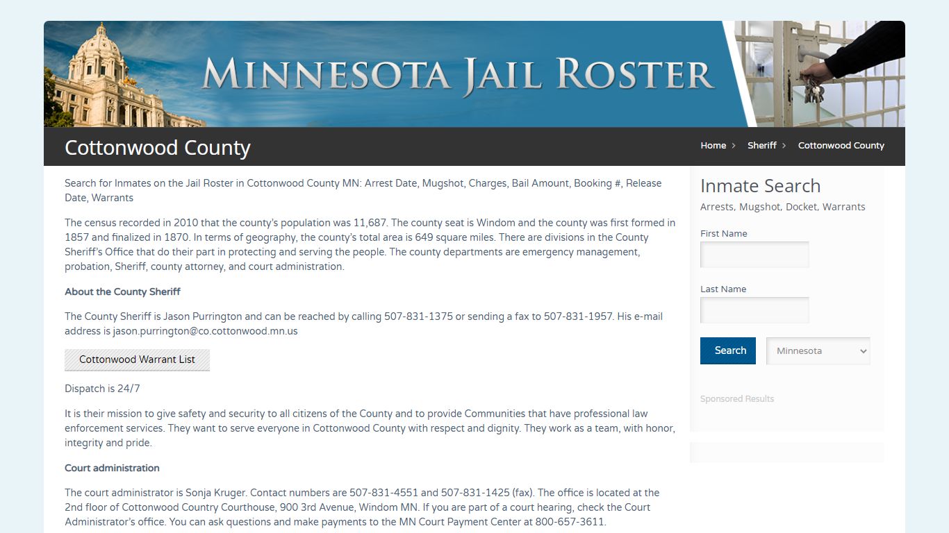 Cottonwood County | Jail Roster Search